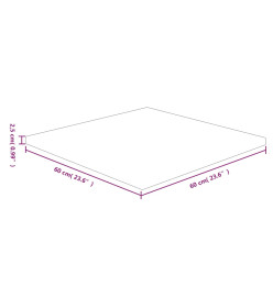 Dessus de table carré 60x60x2,5 cm Bois chêne massif non traité