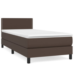 Lit à sommier tapissier avec matelas Marron 80x200cm Similicuir