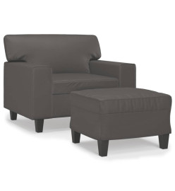 Fauteuil avec repose-pied Gris 60 cm Similicuir