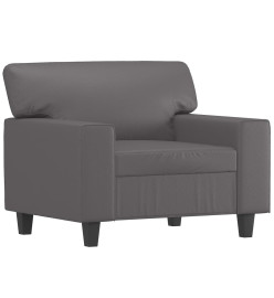 Fauteuil avec repose-pied Gris 60 cm Similicuir