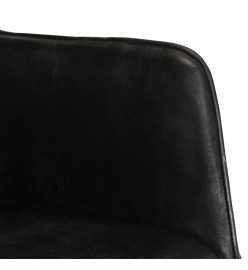 Chaise à bascule avec repose-pied Noir Cuir véritable