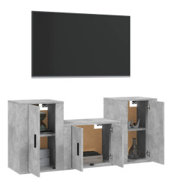 Ensemble de meubles TV 3 pcs Gris béton Bois d'ingénierie