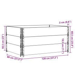 Colliers de palette 3 pcs gris 120x80 cm bois de pin solide