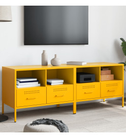 Meuble TV 2pcs jaune moutarde 68x39x50,5cm acier laminé à froid