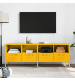 Meuble TV 2pcs jaune moutarde 68x39x50,5cm acier laminé à froid