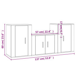 Ensemble de meubles TV 3 pcs Gris béton Bois d'ingénierie