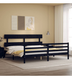 Cadre de lit avec tête de lit noir 200x200 cm bois massif