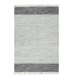 Tapis Chindi Cuir tissé à la main 160 x 230 cm Gris