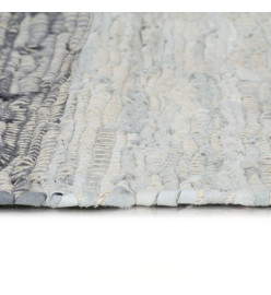 Tapis Chindi Cuir tissé à la main 160 x 230 cm Gris