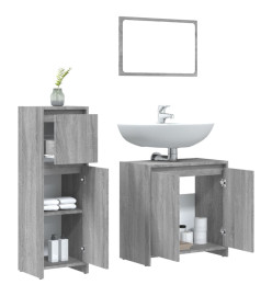 Ensemble de meubles de salle de bain 3 pcs Sonoma gris