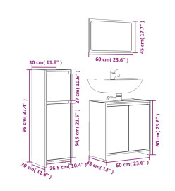 Ensemble de meubles de salle de bain 3 pcs Sonoma gris