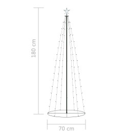 Arbre de Noël cône 100 LED blanc chaud décoration 70x180 cm