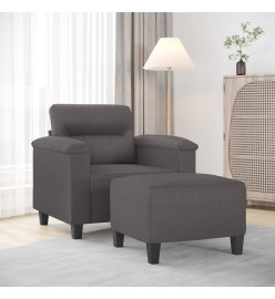 Fauteuil avec repose-pied Gris 60 cm Similicuir