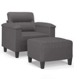 Fauteuil avec repose-pied Gris 60 cm Similicuir