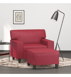 Fauteuil avec repose-pied Rouge bordeaux 60 cm Similicuir