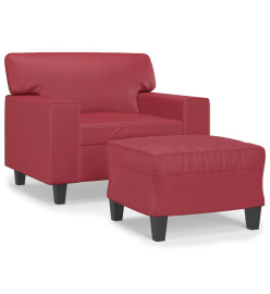 Fauteuil avec repose-pied Rouge bordeaux 60 cm Similicuir