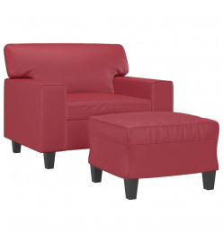 Fauteuil avec repose-pied Rouge bordeaux 60 cm Similicuir