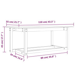 Table basse Blanc 110x55x45 cm Bois massif de pin