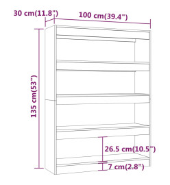 Bibliothèque/Séparateur de pièce Chêne marron 100x30x135 cm
