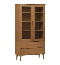 Armoire à vitrine MOLDE Marron 90x35x175 cm Bois de pin massif