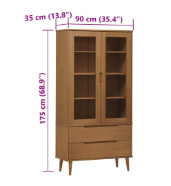 Armoire à vitrine MOLDE Marron 90x35x175 cm Bois de pin massif