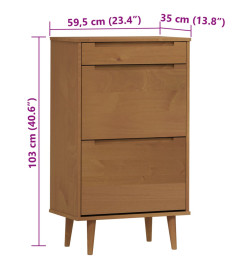 Armoire à chaussures MOLDE Marron 59,5x35x103 cm Bois de pin