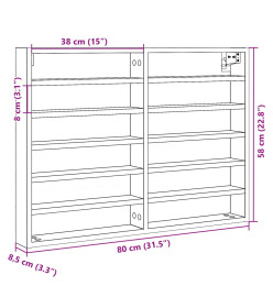 Armoire à vitrine chêne marron 80x8,5x58 cm bois d'ingénierie