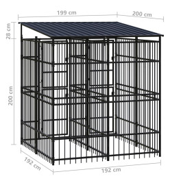 Chenil d'extérieur avec toit pour chiens Acier 3,69 m²