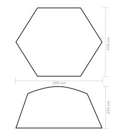 Tente de piscine Tissu 590x520x250 cm Jaune