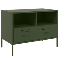 Meuble TV vert olive 68x39x50,5 cm acier laminé à froid