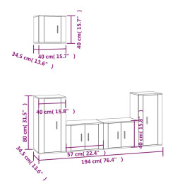 Ensemble de meubles TV 5 pcs Chêne sonoma Bois d'ingénierie