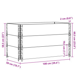 Colliers de palette 3 pcs noir 100x50 cm bois de pin solide