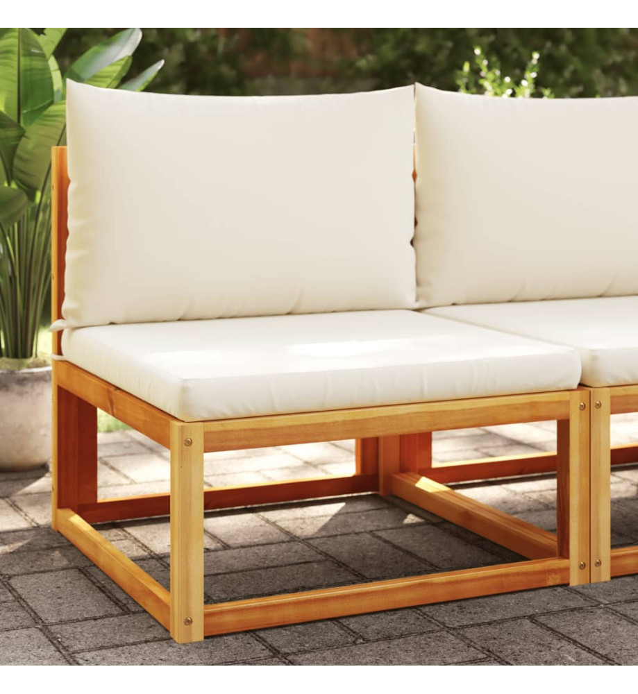 Canapé de jardin sans accoudoirs coussins bois massif d'acacia Canapé de jardin sans accoudoirs coussins bois massif d'acacia