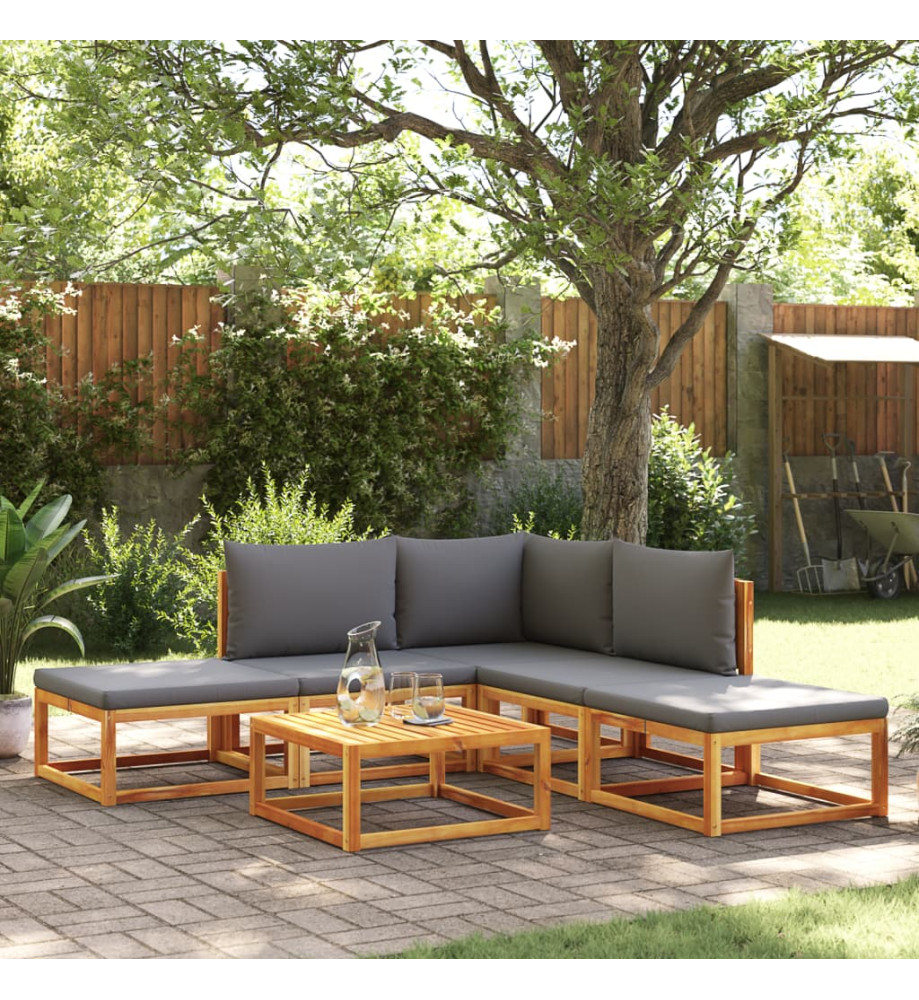 Salon de jardin avec coussins 6 pcs bois d'acacia solide