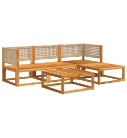 Salon de jardin avec coussins 5 pcs Bois d'acacia solide