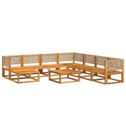 Salon de jardin avec coussins 9 pcs bois massif d'acacia