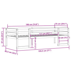 Cadre de lit d'enfant 75x190 cm bois de pin massif