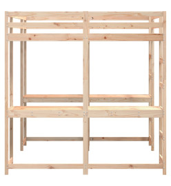 Lit superposé et bureau et échelle 180x200cm bois de pin massif