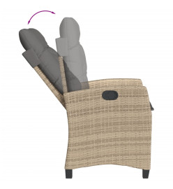 Ensemble à manger de jardin coussins 7 pcs mélange beige rotin