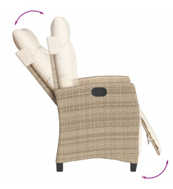 Ensemble à manger de jardin et coussins 7 pcs beige poly rotin