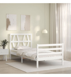 Cadre de lit et tête de lit blanc 100x200 cm bois massif
