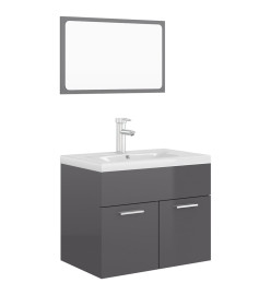 Ensemble de meubles de salle de bain Gris brillant Aggloméré