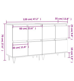 Buffets 2 pcs gris béton bois d'ingénierie