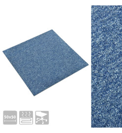 Dalles de tapis de sol 20 pcs 5 m² 50x50 cm Bleu