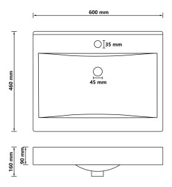 Lavabo avec trou de robinet Blanc mat 60x46 cm Céramique