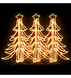 Arbres de Noël pliables avec LED 3 pcs Blanc chaud 87x87x93 cm