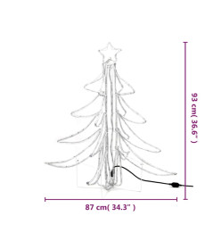 Arbres de Noël pliables avec LED 3 pcs Blanc chaud 87x87x93 cm