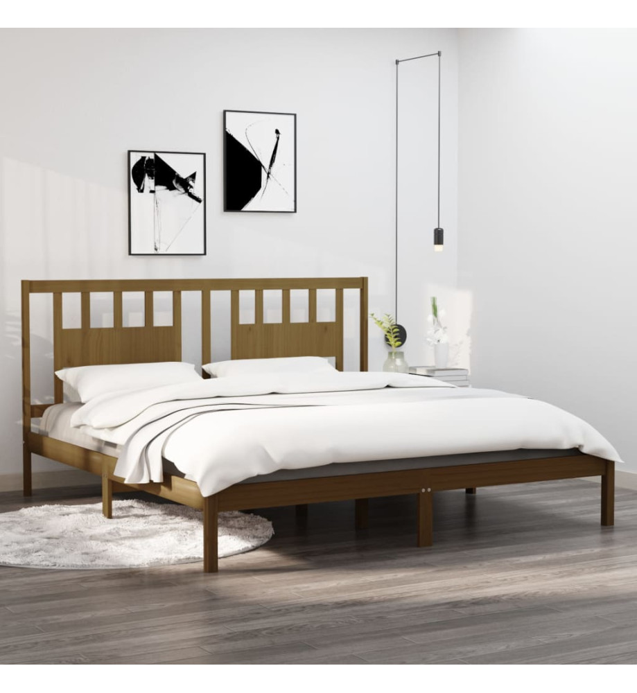 Cadre de lit Marron miel Bois de pin massif 200x200 cm