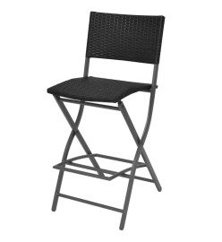 Mobilier à dîner pliable jardin 7 pcs Acier Résine tressée Noir