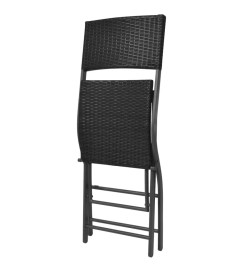 Mobilier à dîner pliable jardin 7 pcs Acier Résine tressée Noir